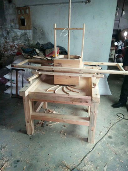 A Traditional Wooden Tea Rolling Machine